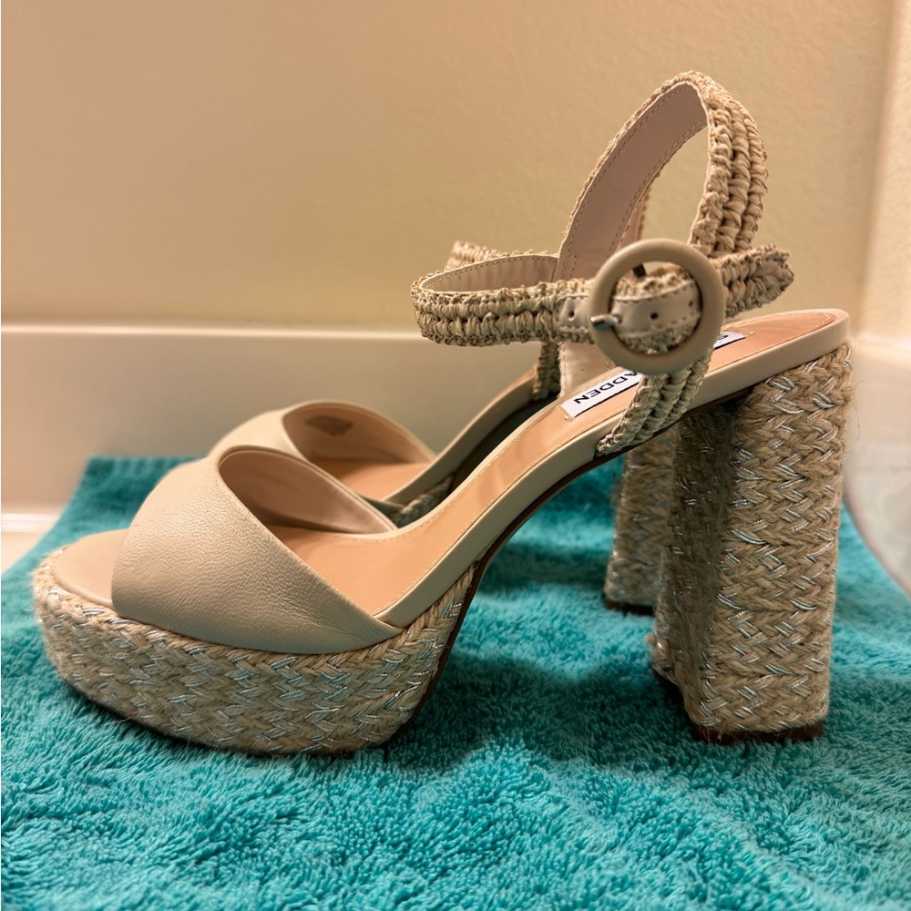 Steve Madden Cream Espadrille Platform Shoes sz 8 - Picture 4 of 10